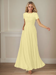 A-Line Boat-neck Sequins Chiffon Mother of the Bride Dress