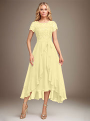 Asymmetrical Sequin Mother of Bride Dress with Appliques