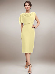 Sheath/Column Scoop Knee-Length Chiffon Mother of the Bride Dress With Beading