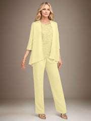 Stormy 3 Piece Long Mother of the Bride Pant Suits with Appliques