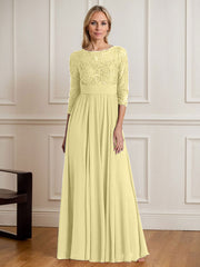 A-Line Scoop Floor-Length Sequins Chiffon Mother of the Bride Dress