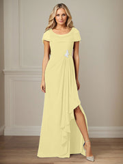 Dark Navy A-Line Side Slit Chiffon Dress Mother of the Bride Dress