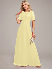 A-Line Round Neck Sequin Mother of Bride Dress With Appliques
