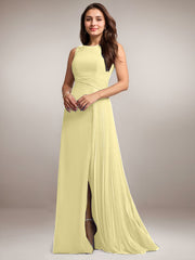 A-Line Scoop Floor-Length Sequins Chiffon Mother of the Bride Dress