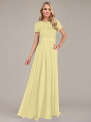 A-Line Scoop Floor-Length Chiffon Mother of the Bride Dress