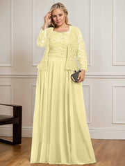 A-line Square Floor-Length Lace Chiffon Mother of the Bride Dress With Sequins