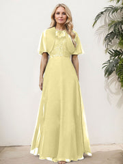 Sheath/Column Chiffon Mother Of The Bride Dresses With Appliques Lace