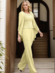 Jumpsuit/Pantsuit Scoop Neck Chiffon Mother Of The Bride Dresses With Lace