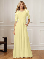 A-Line Square Neck Floor-Length Chiffon Mother of the Bride Dress