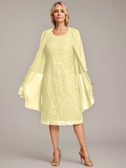 A-line Scoop Knee-Length Lace Mother of the Bride Dress With Sequins