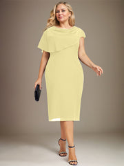 Sheath/Column Scoop Knee-Length Chiffon Mother of the Bride Dress With Beading