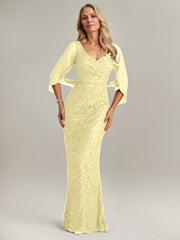 Mermaid V-Neck Floor-Length Chiffon Mother of the Bride Dress