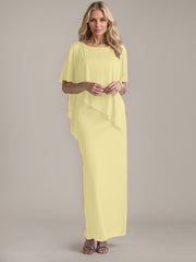 Sheath Scoop Floor-Length Beaded Mother of the Bride Dress