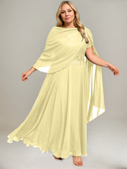 A-line V-Neck Illusion Ankle-Length Lace Chiffon Mother of the Bride Dress With Sequins