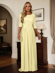 A-Line Scoop Floor-Length Chiffon Mother of the Bride Dress