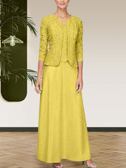 Glitter Lace & Satin Skirt Jacket Dress with Open Jacket