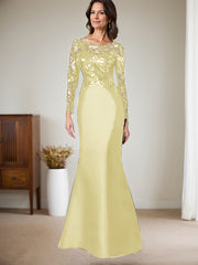 Scoop Neck Long Sleeves Floor-Length Satin/Sequined Mother Of The Bride Dresses