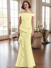Off-The-Shoulder Cascading Ruffles Mother Of The Bride Dresses