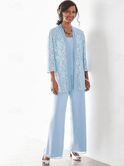 3 Piece Mother of the Bride Dress Wedding Guest Party Sparkle & Shine Scoop Neck