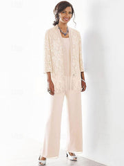 3 Piece Mother of the Bride Dress Wedding Guest Party Sparkle & Shine Scoop Neck