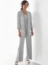 3 Piece Mother of the Bride Dress Wedding Guest Party Sparkle & Shine Scoop Neck