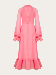 Chiffon Maxi Dresses in flamingo pink