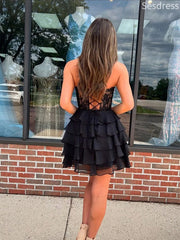 Gorgeous Black Sweetheart Strapless See Through Lace Appliques Homecoming Dress