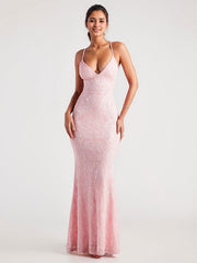 Sparkling Sequin V-Neck Mermaid Gown