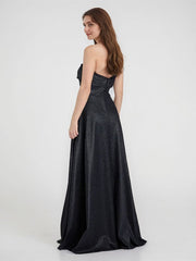 Sparkling Strapless A-Line Gown with Sli