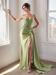 FITTED SATIN & LACE DRESS