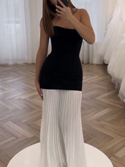 Pleat Prom Dresses A Line Strapless Party Dress for Women