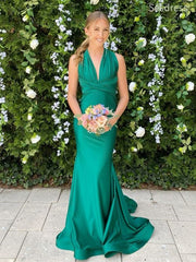 Elegant V-neck Halter Mermaid Wedding Guest Dress,Prom Dress
