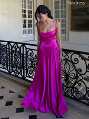 Simple Scoop Spaghetti Strap Lace Up A-line Wedding Guest Dress,Prom Dress