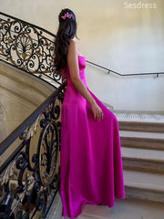 Simple Scoop Spaghetti Strap Lace Up A-line Wedding Guest Dress,Prom Dress