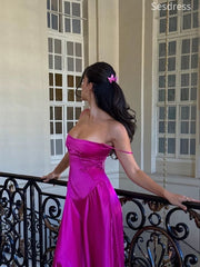Simple Scoop Spaghetti Strap Lace Up A-line Wedding Guest Dress,Prom Dress