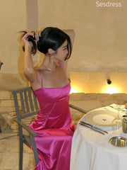 Simple Scoop Spaghetti Strap Lace Up A-line Wedding Guest Dress,Prom Dress
