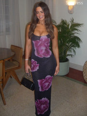 Sexy Black Flower Scoop Spaghetti Strap Mermaid Long Evening Dress,Prom Dress