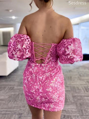 Gorgeous Sweetheart Strapless Lace Bodycon Short Mini Dress Homecoming Dress
