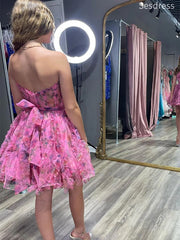 Cute Sweetheart Strapless Illusion A-line Short Mini Dress Homecoming Dress