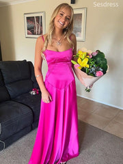 Elegant Scoop Spaghetti Strap A-line Wedding Guest Dress,Prom Dress