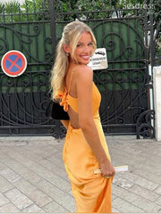 Sexy V-neck Spaghetti Strap Mermaid Lace Up Wedding Guest Dress,Prom Dress