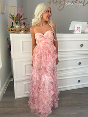Gorgeous Sweetheart Strapless A-line Long Evening Dress,Prom Dress