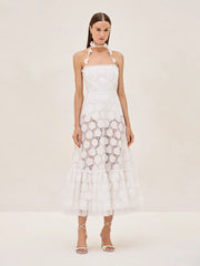 White Lace Midi Dresses