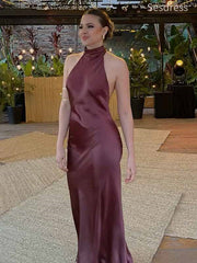 Premium Halter Backless Mermaid Wedding Guest Dress,Prom Dress
