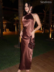 Premium Halter Backless Mermaid Wedding Guest Dress,Prom Dress
