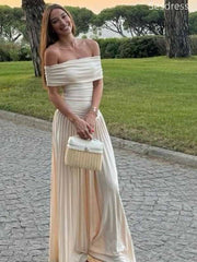 Elegant Ivory Off the Shoulder Strapless A-line Long Evening Dress,Prom Dress