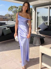 Unique Violet One Shoulder Mermaid Long Evening Dress,Prom Dress