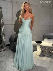 Gorgeous V-neck Spaghetti Strap Beaded A-line Long Evening Dress,Prom Dress