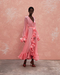 Chiffon Maxi Dresses in flamingo pink