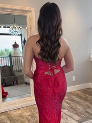 V Neck Hollowed Prom Dresses with Slit Mermaid Beads Wedding Guest Dress